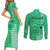 Maui Island Couples Matching Short Sleeve Bodycon Dress and Long Sleeve Button Shirts Kakau Tribal Mixed Polynesian Pattern Green LT9 - Wonder Print Shop