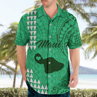 Maui Island Hawaiian Shirt Kakau Tribal Mixed Polynesian Pattern Green - Wonder Print Shop