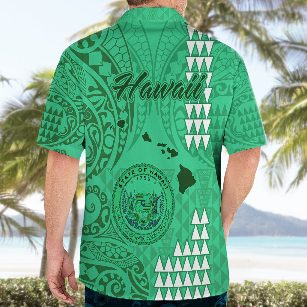 Maui Island Hawaiian Shirt Kakau Tribal Mixed Polynesian Pattern Green - Wonder Print Shop