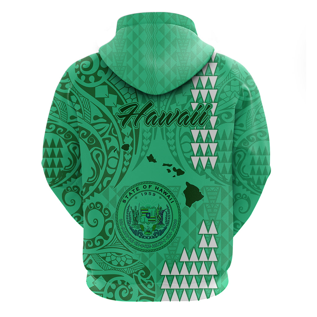 Maui Island Hoodie Kakau Tribal Mixed Polynesian Pattern Green - Wonder Print Shop