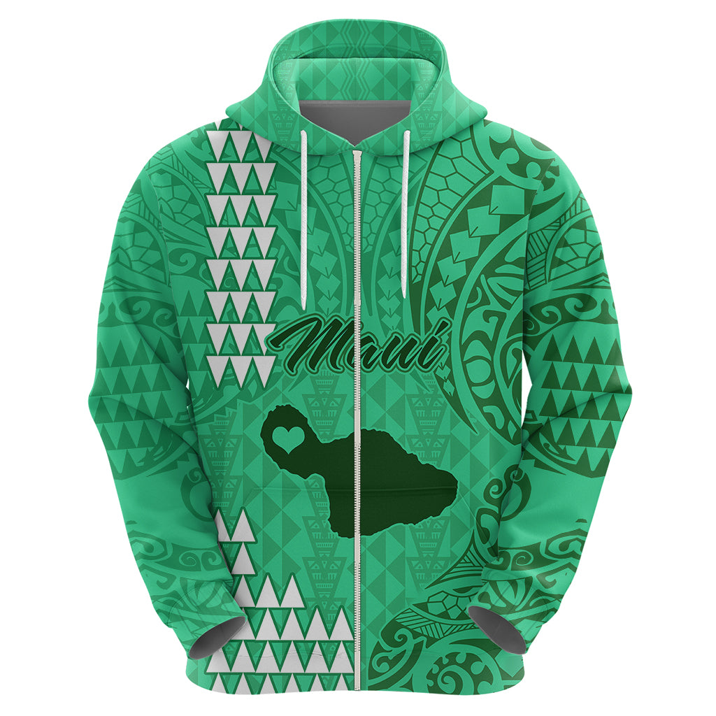Maui Island Hoodie Kakau Tribal Mixed Polynesian Pattern Green - Wonder Print Shop