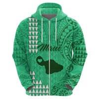 Maui Island Hoodie Kakau Tribal Mixed Polynesian Pattern Green - Wonder Print Shop