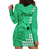 Maui Island Hoodie Dress Kakau Tribal Mixed Polynesian Pattern Green - Wonder Print Shop