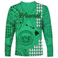 Maui Island Long Sleeve Shirt Kakau Tribal Mixed Polynesian Pattern Green - Wonder Print Shop