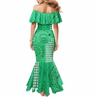 Maui Island Mermaid Dress Kakau Tribal Mixed Polynesian Pattern Green - Wonder Print Shop