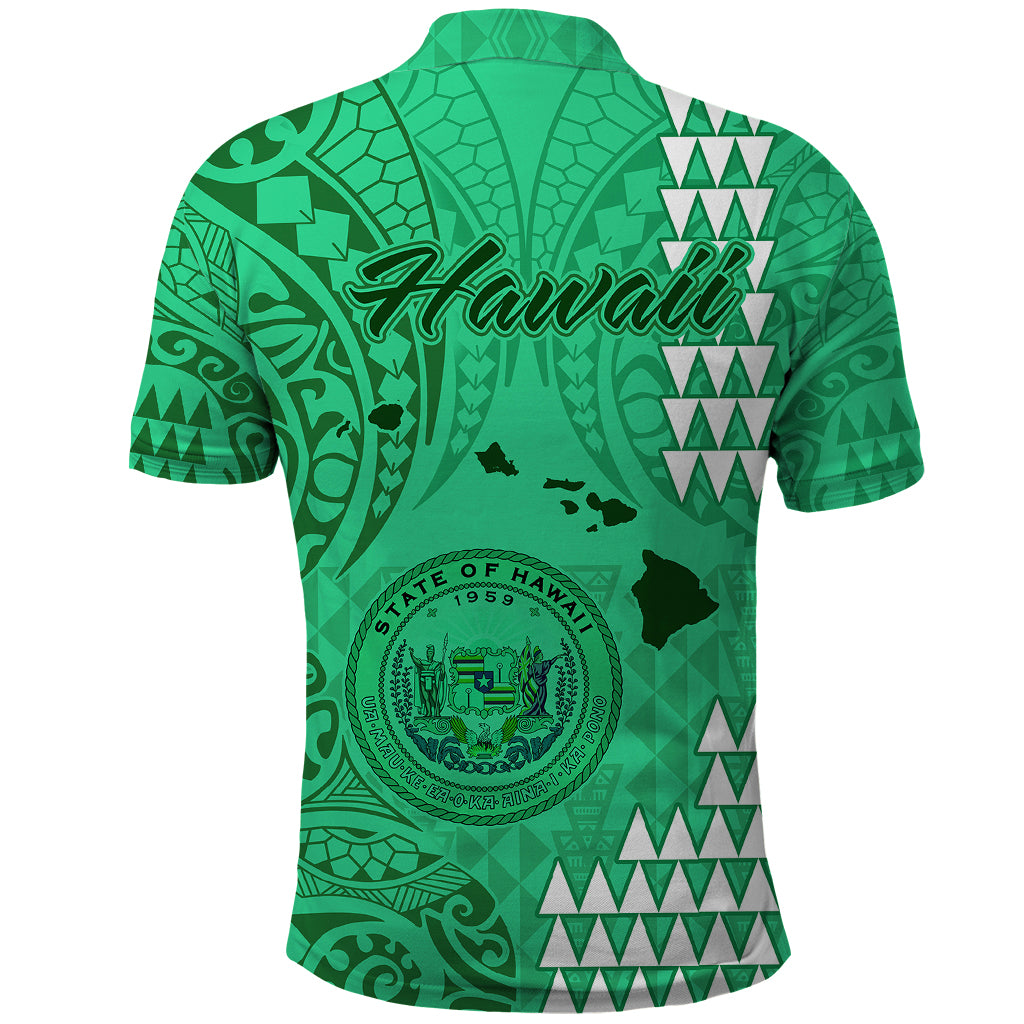 Maui Island Polo Shirt Kakau Tribal Mixed Polynesian Pattern Green - Wonder Print Shop