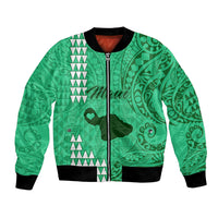 Personalised Maui Island Bomber Jacket Kakau Tribal Mixed Polynesian Pattern Green LT9 - Wonder Print Shop