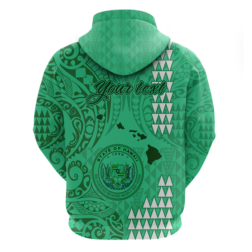 Personalised Maui Island Hoodie Kakau Tribal Mixed Polynesian Pattern Green - Wonder Print Shop