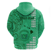 Personalised Maui Island Hoodie Kakau Tribal Mixed Polynesian Pattern Green - Wonder Print Shop