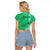Personalised Maui Island Raglan Cropped T Shirt Kakau Tribal Mixed Polynesian Pattern Green - Wonder Print Shop