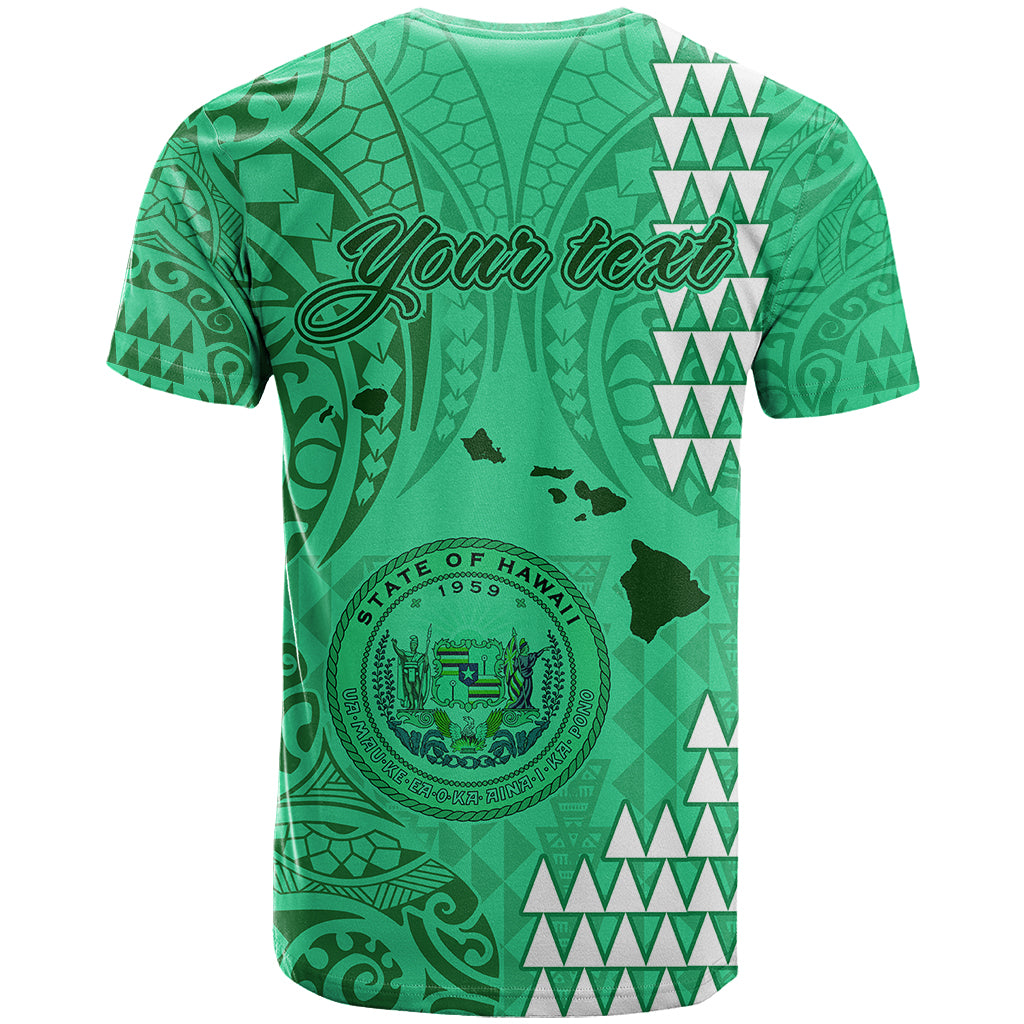 Personalised Maui Island T Shirt Kakau Tribal Mixed Polynesian Pattern Green - Wonder Print Shop