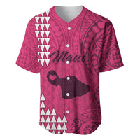 Maui Island Baseball Jersey Kakau Tribal Mixed Polynesian Pattern Pink LT9 - Wonder Print Shop