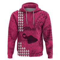 Maui Island Hoodie Kakau Tribal Mixed Polynesian Pattern Pink - Wonder Print Shop