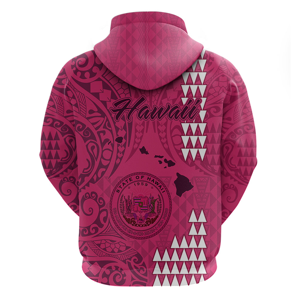 Maui Island Hoodie Kakau Tribal Mixed Polynesian Pattern Pink - Wonder Print Shop