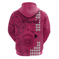 Maui Island Hoodie Kakau Tribal Mixed Polynesian Pattern Pink - Wonder Print Shop