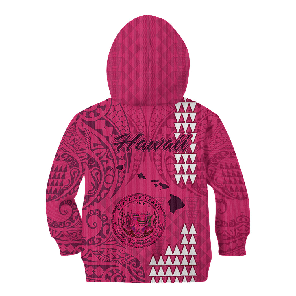 Maui Island Kid Hoodie Kakau Tribal Mixed Polynesian Pattern Pink - Wonder Print Shop
