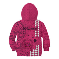 Maui Island Kid Hoodie Kakau Tribal Mixed Polynesian Pattern Pink - Wonder Print Shop