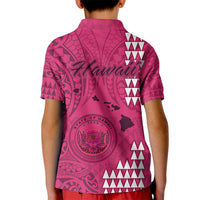 Maui Island Kid Polo Shirt Kakau Tribal Mixed Polynesian Pattern Pink - Wonder Print Shop