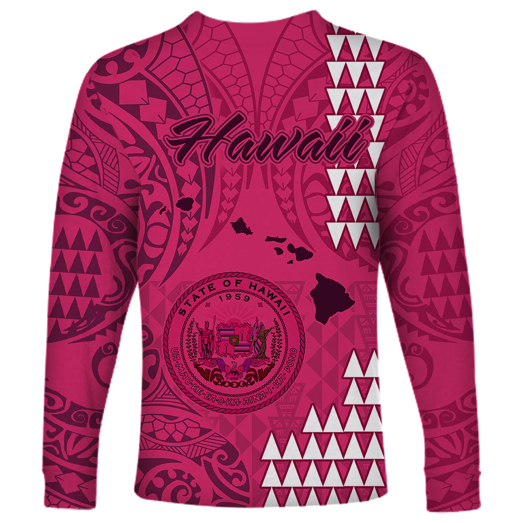 Maui Island Long Sleeve Shirt Kakau Tribal Mixed Polynesian Pattern Pink - Wonder Print Shop