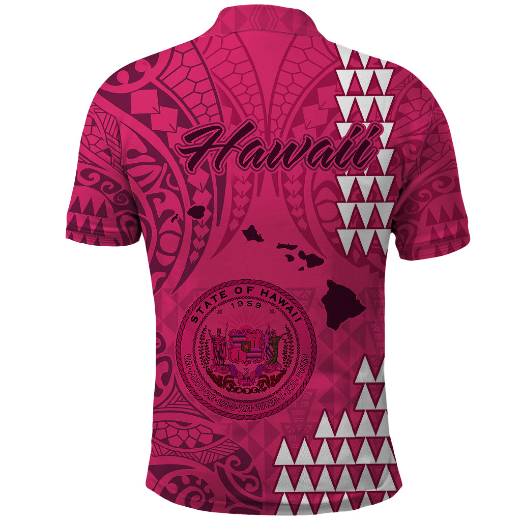 Maui Island Polo Shirt Kakau Tribal Mixed Polynesian Pattern Pink - Wonder Print Shop