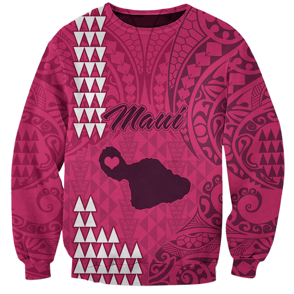 Maui Island Sweatshirt Kakau Tribal Mixed Polynesian Pattern Pink - Wonder Print Shop