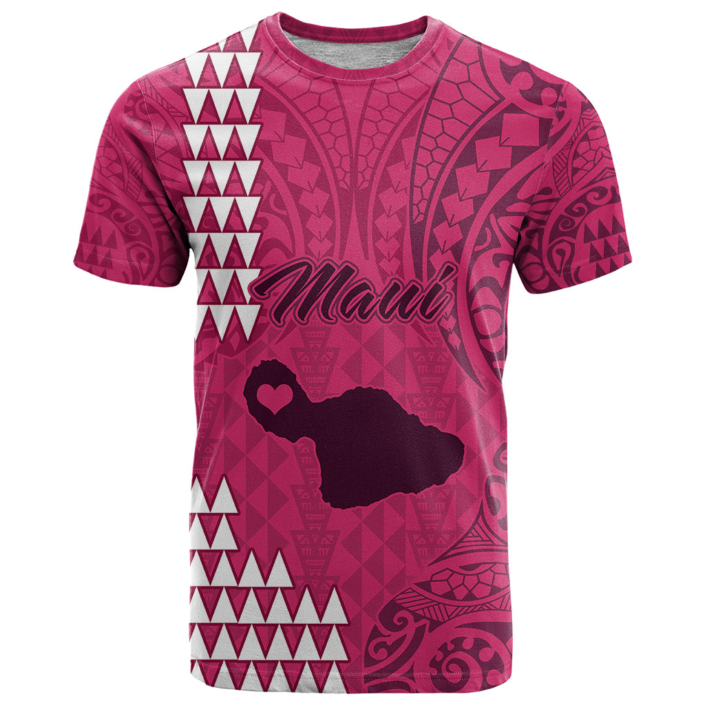 Maui Island T Shirt Kakau Tribal Mixed Polynesian Pattern Pink - Wonder Print Shop