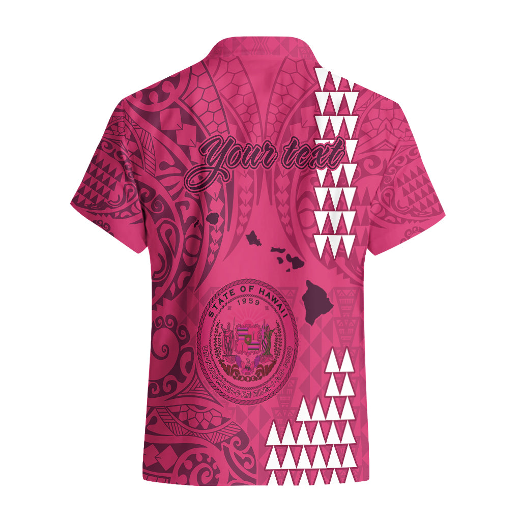 Personalised Maui Island Hawaiian Shirt Kakau Tribal Mixed Polynesian Pattern Pink - Wonder Print Shop