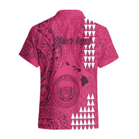 Personalised Maui Island Hawaiian Shirt Kakau Tribal Mixed Polynesian Pattern Pink - Wonder Print Shop