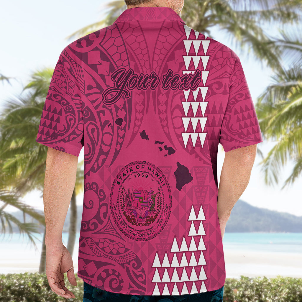 Personalised Maui Island Hawaiian Shirt Kakau Tribal Mixed Polynesian Pattern Pink - Wonder Print Shop
