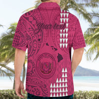 Personalised Maui Island Hawaiian Shirt Kakau Tribal Mixed Polynesian Pattern Pink - Wonder Print Shop