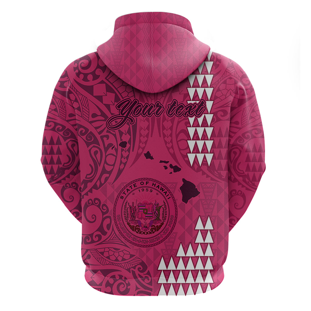 Personalised Maui Island Hoodie Kakau Tribal Mixed Polynesian Pattern Pink - Wonder Print Shop