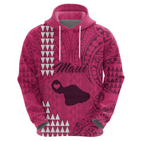 Personalised Maui Island Hoodie Kakau Tribal Mixed Polynesian Pattern Pink - Wonder Print Shop
