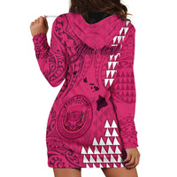 Personalised Maui Island Hoodie Dress Kakau Tribal Mixed Polynesian Pattern Pink - Wonder Print Shop