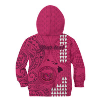 Personalised Maui Island Kid Hoodie Kakau Tribal Mixed Polynesian Pattern Pink - Wonder Print Shop