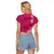 Personalised Maui Island Raglan Cropped T Shirt Kakau Tribal Mixed Polynesian Pattern Pink - Wonder Print Shop