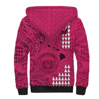 Personalised Maui Island Sherpa Hoodie Kakau Tribal Mixed Polynesian Pattern Pink - Wonder Print Shop