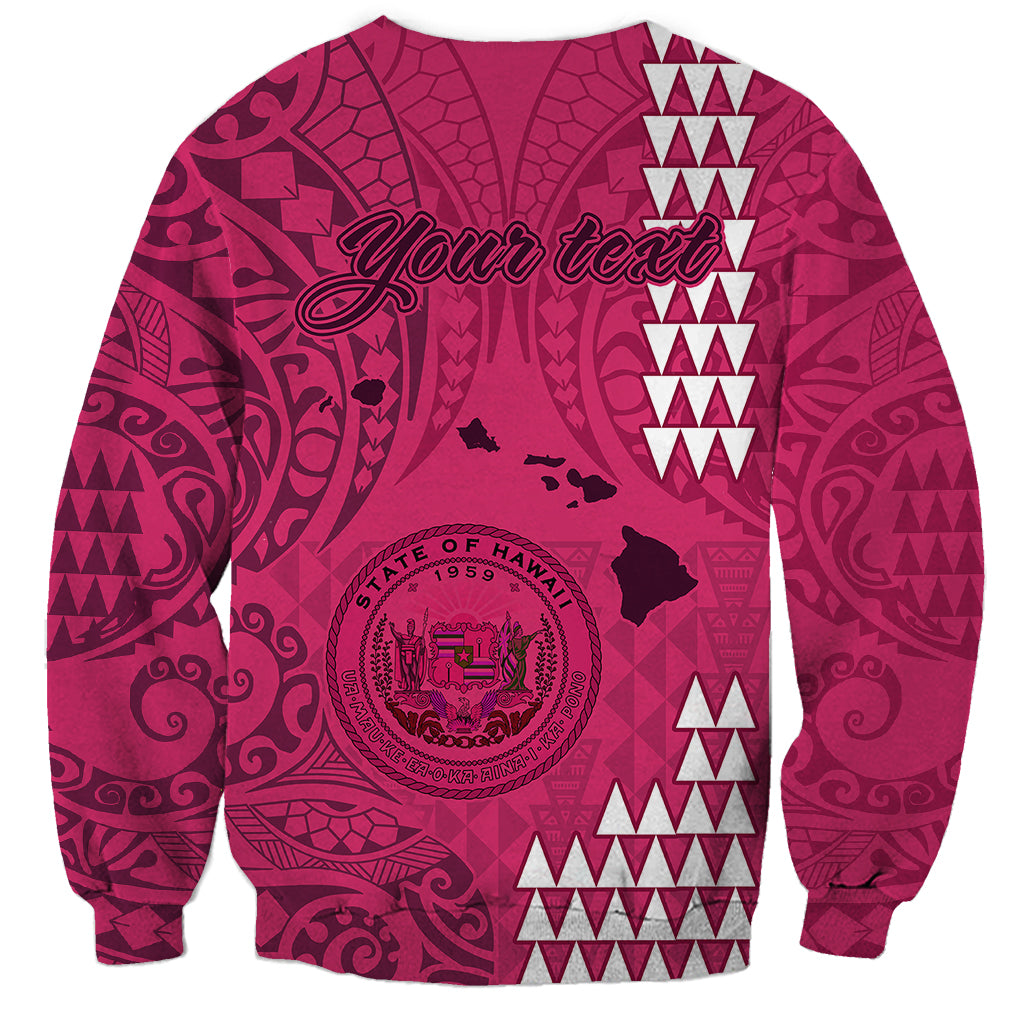 Personalised Maui Island Sweatshirt Kakau Tribal Mixed Polynesian Pattern Pink - Wonder Print Shop
