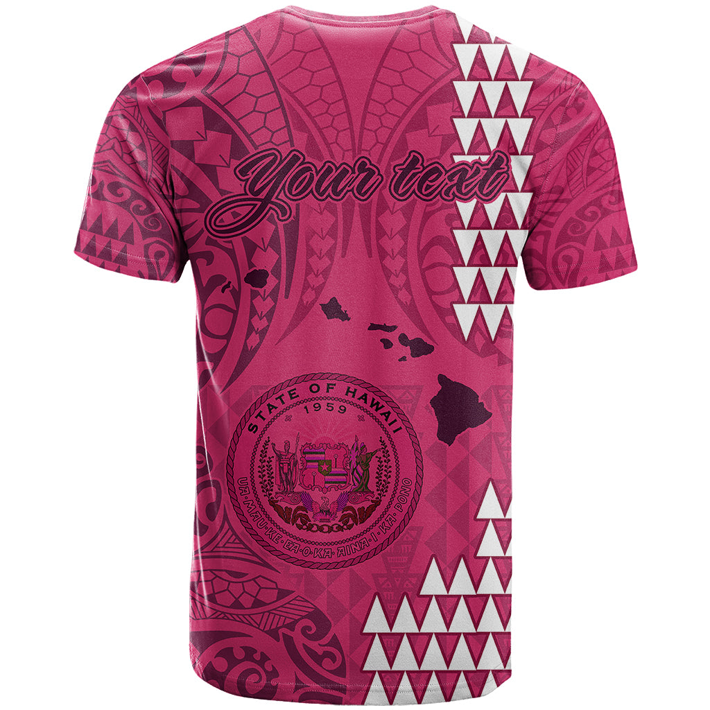 Personalised Maui Island T Shirt Kakau Tribal Mixed Polynesian Pattern Pink - Wonder Print Shop