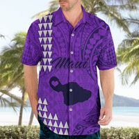 Maui Island Hawaiian Shirt Kakau Tribal Mixed Polynesian Pattern Purple - Wonder Print Shop
