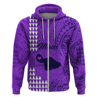 Maui Island Hoodie Kakau Tribal Mixed Polynesian Pattern Purple - Wonder Print Shop