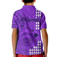 Maui Island Kid Polo Shirt Kakau Tribal Mixed Polynesian Pattern Purple - Wonder Print Shop