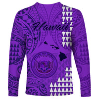 Maui Island Long Sleeve Shirt Kakau Tribal Mixed Polynesian Pattern Purple - Wonder Print Shop