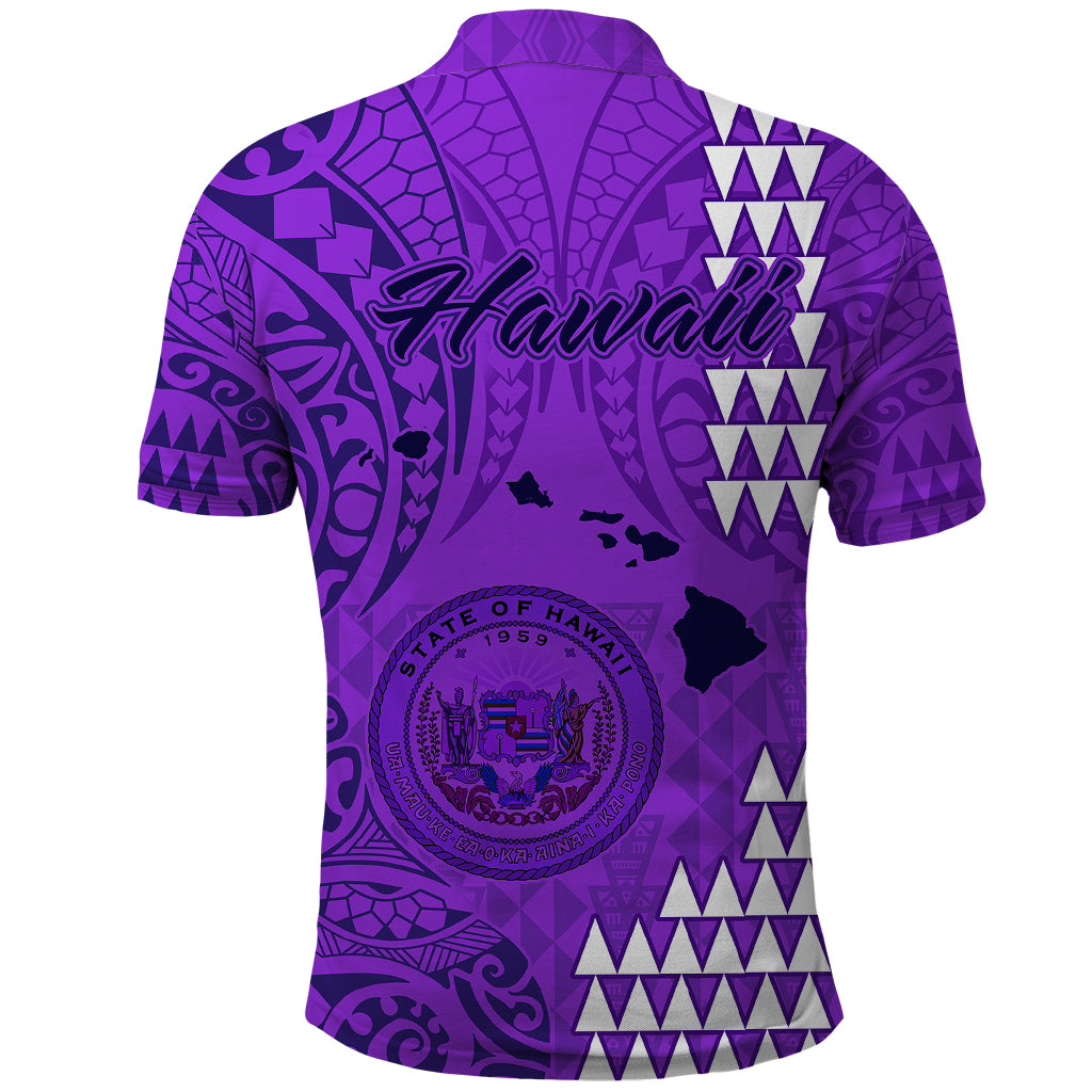 Maui Island Polo Shirt Kakau Tribal Mixed Polynesian Pattern Purple - Wonder Print Shop