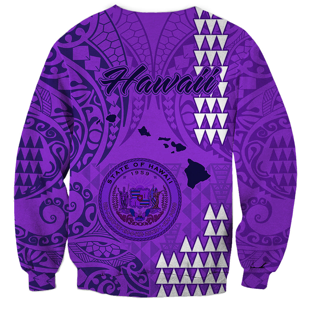 Maui Island Sweatshirt Kakau Tribal Mixed Polynesian Pattern Purple - Wonder Print Shop
