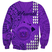 Maui Island Sweatshirt Kakau Tribal Mixed Polynesian Pattern Purple - Wonder Print Shop