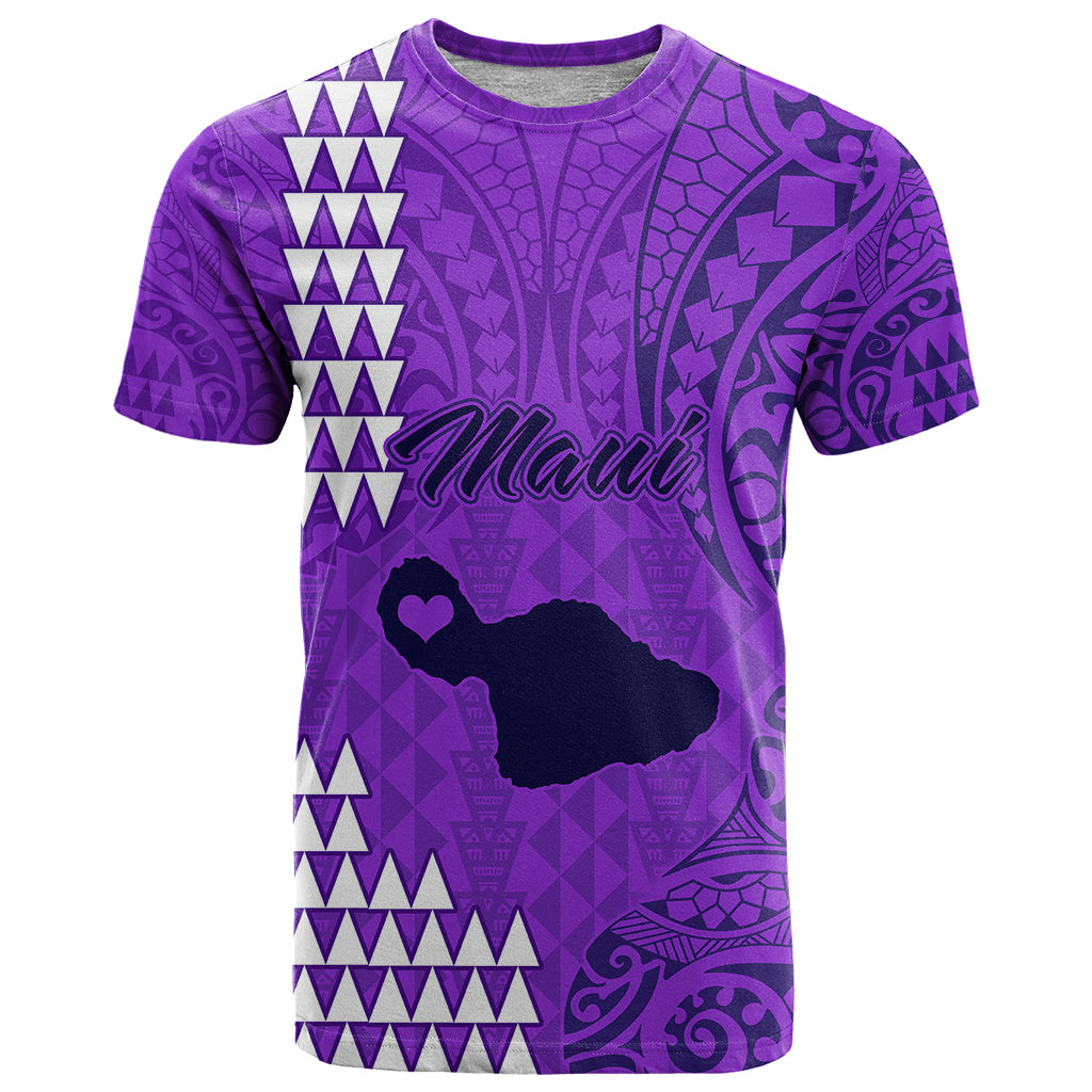 Maui Island T Shirt Kakau Tribal Mixed Polynesian Pattern Purple - Wonder Print Shop