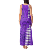 Maui Island Tank Maxi Dress Kakau Tribal Mixed Polynesian Pattern Purple - Wonder Print Shop