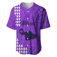 Personalised Maui Island Baseball Jersey Kakau Tribal Mixed Polynesian Pattern Purple LT9 - Wonder Print Shop
