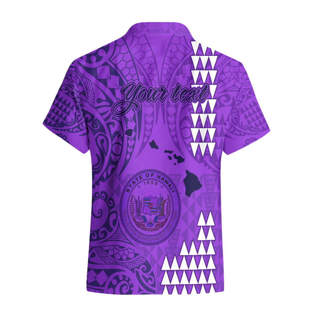 Personalised Maui Island Hawaiian Shirt Kakau Tribal Mixed Polynesian Pattern Purple - Wonder Print Shop