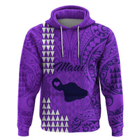 Personalised Maui Island Hoodie Kakau Tribal Mixed Polynesian Pattern Purple - Wonder Print Shop